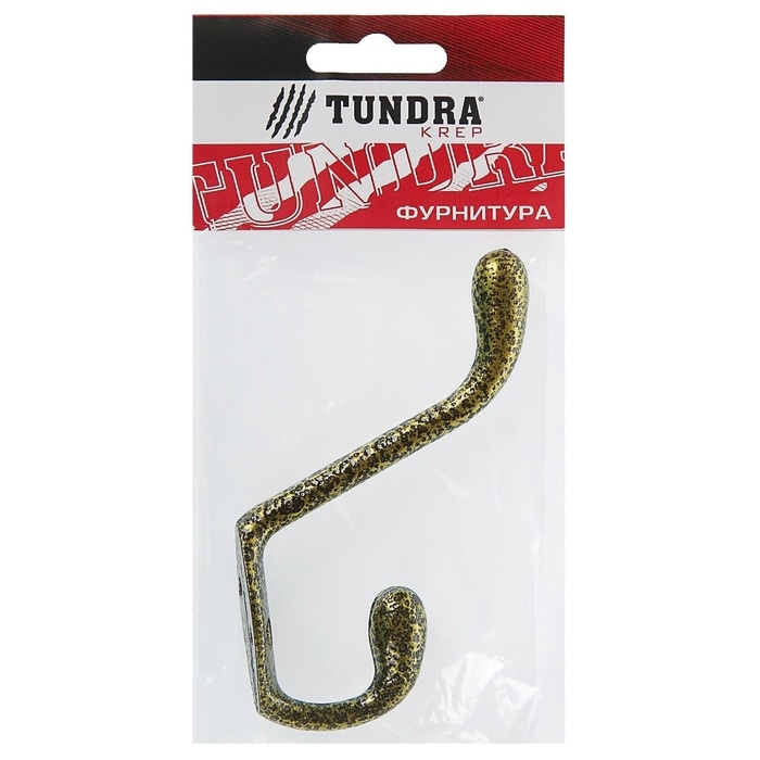 Крючок мебельный ТУНДРА TKD034, двухрожковый, золото/черный
