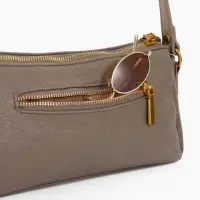 Сумка женская багет TEXTURA на молнии, 27&times;8&times;13 см, бежево-серая