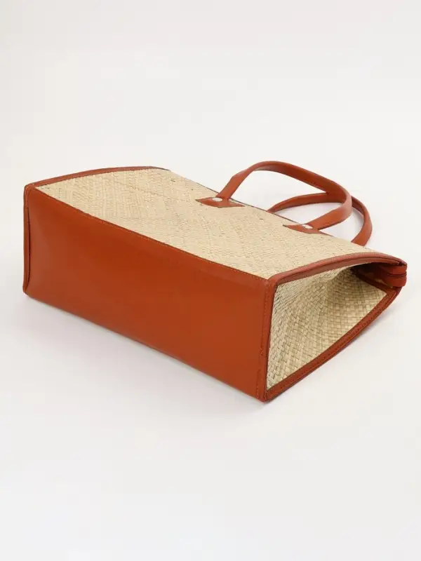 Сумка плетёная на молнии из пандана, 41&times;16&times;50 см, светло-коричневая