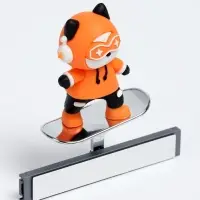 Игрушка, котёнок на скейтборде, оранжевый