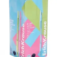 Ручка шариковая ErichKrause R=301 Spring Stick & Grip, узел 0.7 мм, синяя, резиновый упор, МИКС