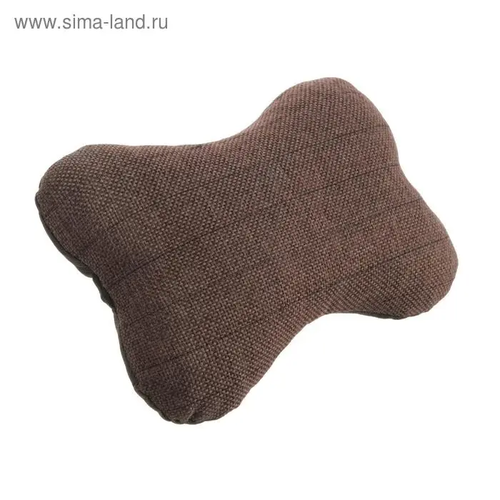 Подушка автомобильная косточка, на подголовник, лен, коричневый, 16х24 см Подушка автомобильная косточка, на подголовник, лен, коричневый, 16х24 см