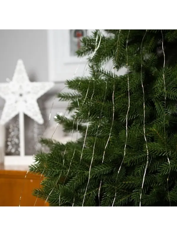 Гирлянда &laquo;Конский хвост&raquo; 10 нитей по 2 м, IP20, серебристая нить, 200 LED, свечение тёплое белое, 12 В