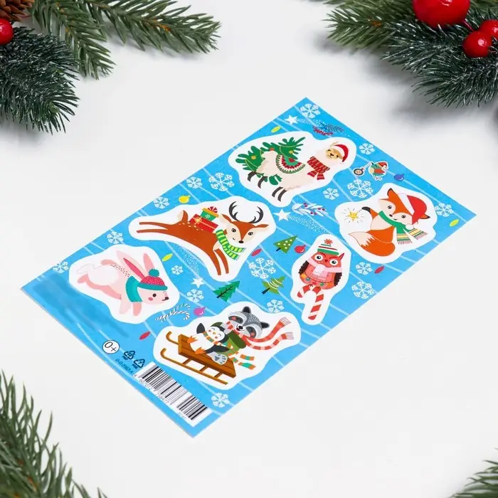 Наклейки новогодние «Лесные обитатели», 10×16 см