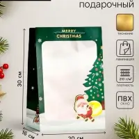 Пакет подарочный новогодний ламинированный, с окном &laquo;Новогодний&raquo;, 20&times;30&times;16 см