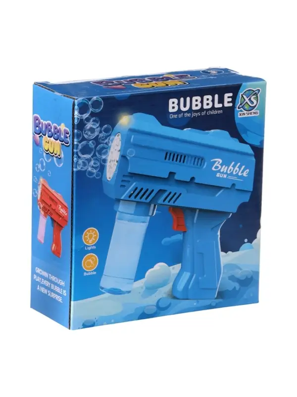 Генератор мыльных пузырей «Пистолет», световые эффекты, работает от батареек, синий