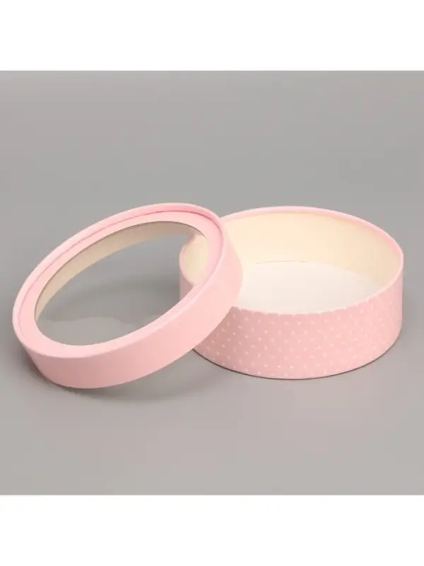 Коробка для макарун, кондитерская упаковка тубус с окном &laquo;Розовый&raquo; 16&times;16&times;5 см