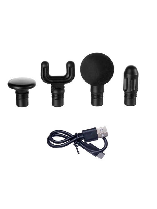 Массажёр для тела Hoco HP50, перкуссионный, 4 режима, 4 насадки, 3200 об/мин,  черный Массажёр для тела Hoco HP50, перкуссионный, 4 режима, 4 насадки, 3200 об/мин,  черный