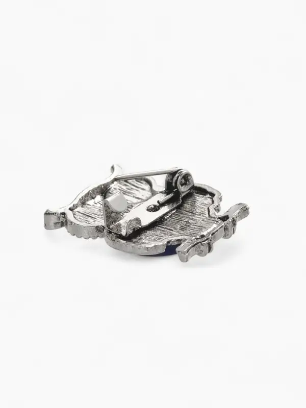 Брошь-оберег &laquo;Сова. Глаз Фатимы&raquo;, синяя в чернёном серебре