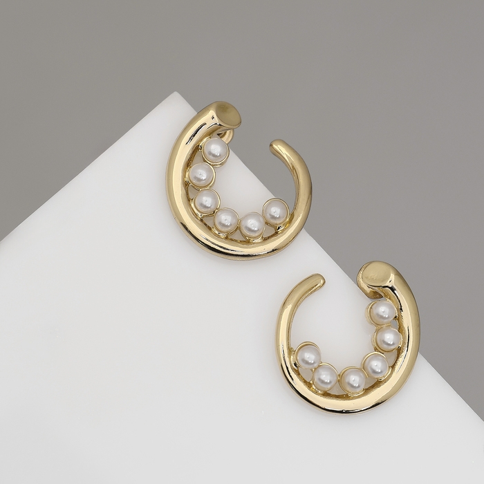 Серьги с жемчугом «Бусина» горошина, цвет золото Серьги с жемчугом «Бусина» горошина, цвет золото