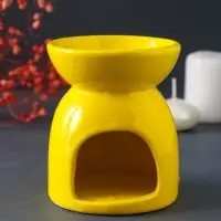 Аромалампа для эфирных масел &laquo;Стрекоза на цветке&raquo;, керамика, жёлтая, 7.2&times;7.2&times;8.3 см