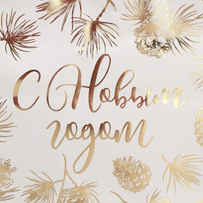 Пакет подарочный новогодний крафтовый Gold, 32 х 28 х 15 см, Новый год Пакет подарочный новогодний крафтовый Gold, 32 х 28 х 15 см, Новый год