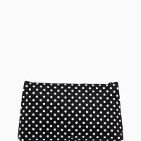 Косметичка - пенал на молнии, плоская, маленькая, в горох, чёрная