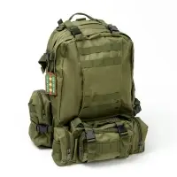 Рюкзак тактический туристический Storm tactic, 50 л, с карманами, однотонный, оливковый