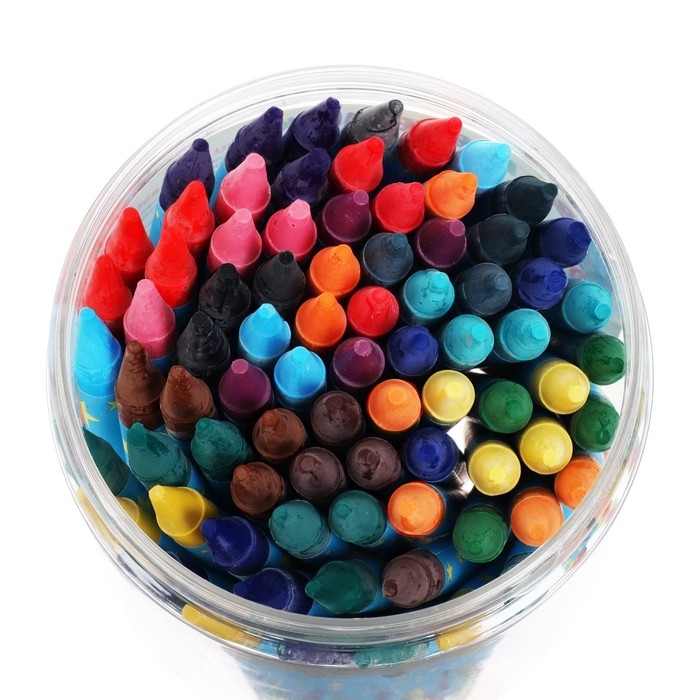 Мелки восковые, 12 цветов, 80 штук, Мелки восковые, 12 цветов, 80 штук, "Игротека", МАКСИ УПАКОВКА, в пластиковом контейнере