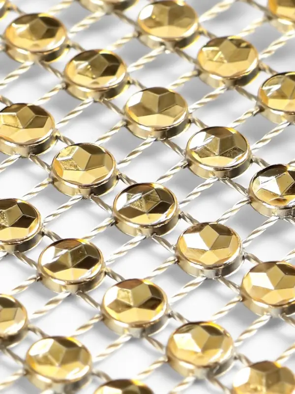 Лента с имитацией страз, 12 см, 9&plusmn;1 м, цвет золотой