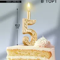 Свеча для торта &laquo;Цифра 5&raquo;, 10.2 см