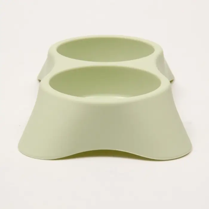 Миска двойная, 2&times;160 мл, 23&times;13&times;4 см, пластик, зелёная