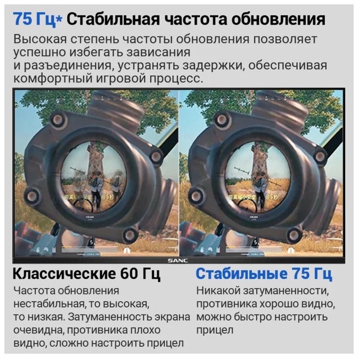 Монитор SANC M2253, 21.5 Монитор SANC M2253, 21.5", VA, 1920×1080, 75Гц, 5 мс, D-Sub, чёрный