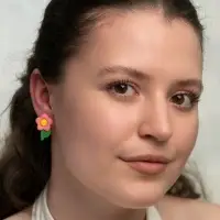 Серьги пластик &laquo;Вкусности&raquo;, динозаврик и цветочек, сине-розовые