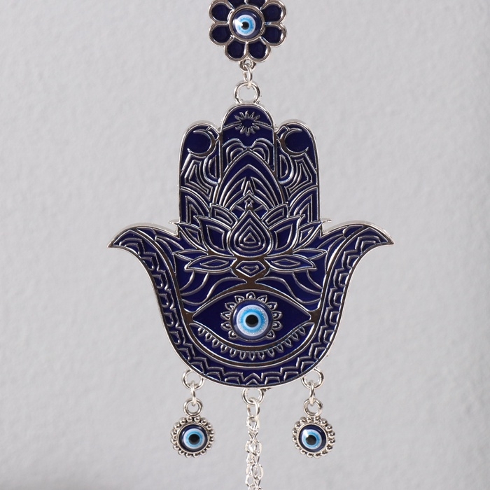 Подвеска от сглаза  Подвеска от сглаза "Рука Фатимы с лотосом" 9х22 см