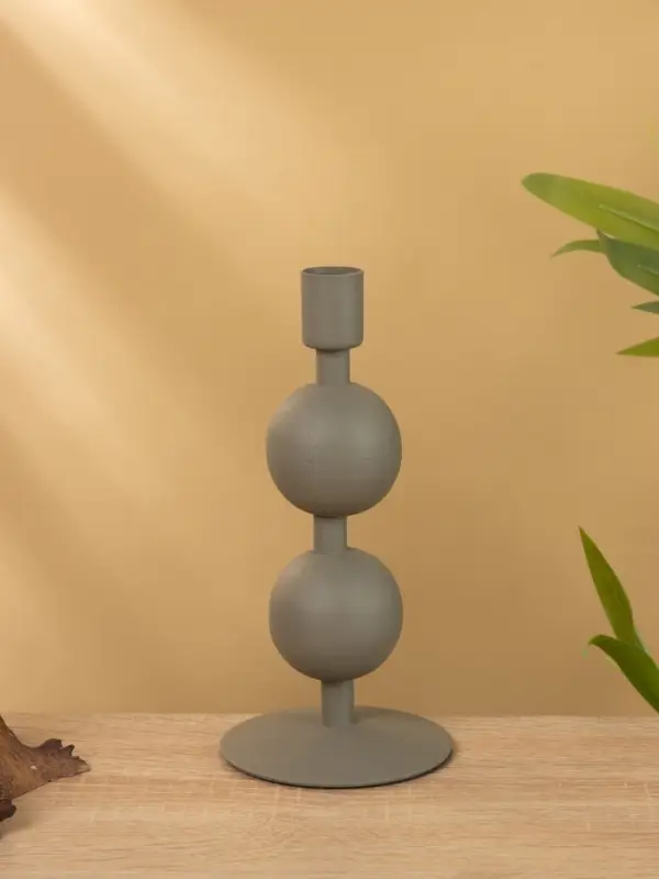 Подсвечник на 1 свечу текстурный  Подсвечник на 1 свечу текстурный "Графитовый" с 2 сферами 8,5х8,5х18 см