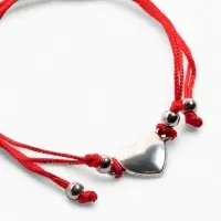 Браслет-оберег &laquo;Красная нить&raquo;, Your daily life сердце, цвет серебро, 7 см