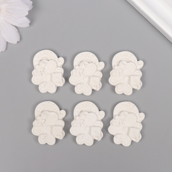 Декор для творчества полистоун Декор для творчества полистоун "Клевер на удачу" белый набор 6 шт 2,2х3 см