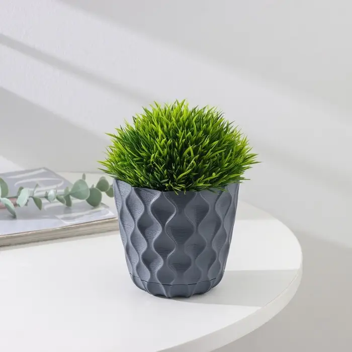 Горшок для цветов с поддоном «Wave», 0,65 л, d=11,5 см, серый Горшок для цветов с поддоном «Wave», 0,65 л, d=11,5 см, серый