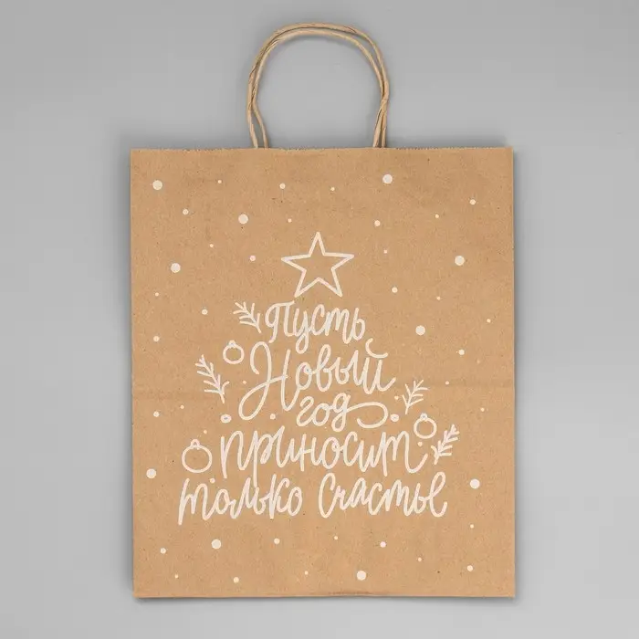 Пакет подарочный новогодний крафтовый «Новый год», 24 х 28 х 14 см Пакет подарочный новогодний крафтовый «Новый год», 24 х 28 х 14 см