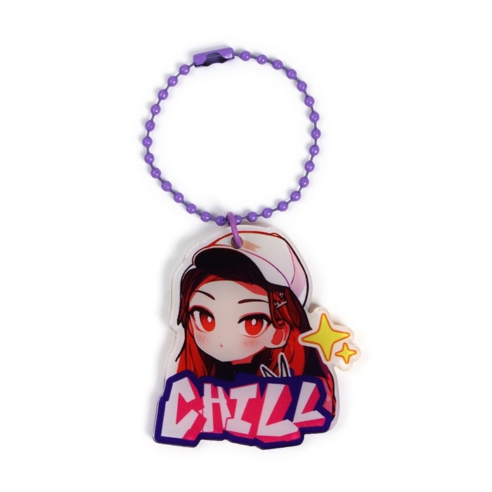 Брелок для ключей акриловый на цепочке «Chill», 4.8 х 9 см Брелок для ключей акриловый на цепочке «Chill», 4.8 х 9 см