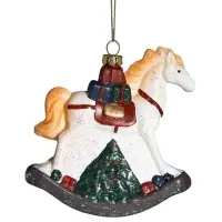 Ёлочная игрушка &laquo;Блеск праздника. Лошадка с подарками&raquo;, 12&times;12.5 см, белая