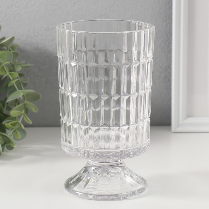 Подсвечник стекло на 1 свечу Подсвечник стекло на 1 свечу "Грани. На ножке" d=9 см прозрачный 10х10х17,5 см