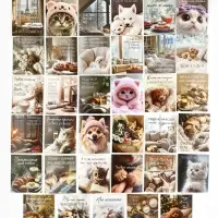 Набор мини-открыток в коробке со скрепками «Котики», 35 штук, 8 x 10 см Набор мини-открыток в коробке со скрепками «Котики», 35 штук, 8 x 10 см