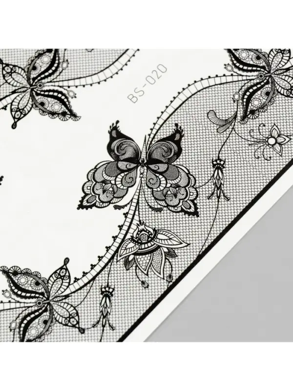 Переводные тату на тело чёрные «Сетка с ажурными бабочками», 24×10.5 см