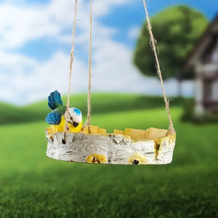 Садовая фигура из гипса &laquo;Кормушка с птичкой&raquo;, подвесная, 17&times;17&times;8 см