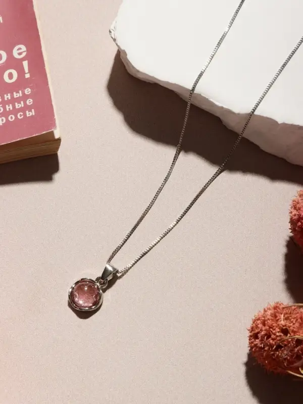 Кулон &laquo;Нежность&raquo;, на цепочке, розовый в серебре, 45 см