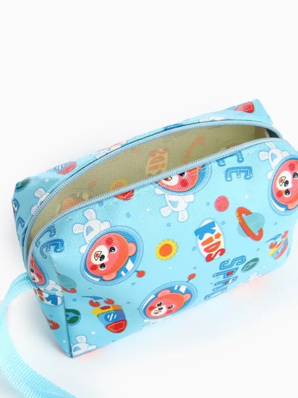 Косметичка - футляр женская с ручкой, объёмная, маленькая, для прокладок, косметики, лекарств, голубая