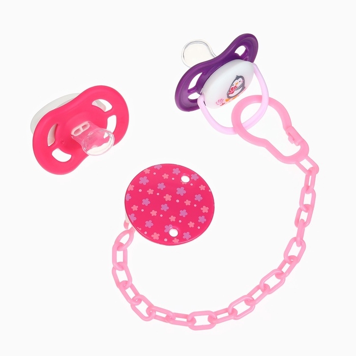 Соска - пустышка анатомическая Крошка Я  Соска - пустышка анатомическая Крошка Я "Для девочки" от 6 мес., 2 шт., держатель 1 шт. + контейнер