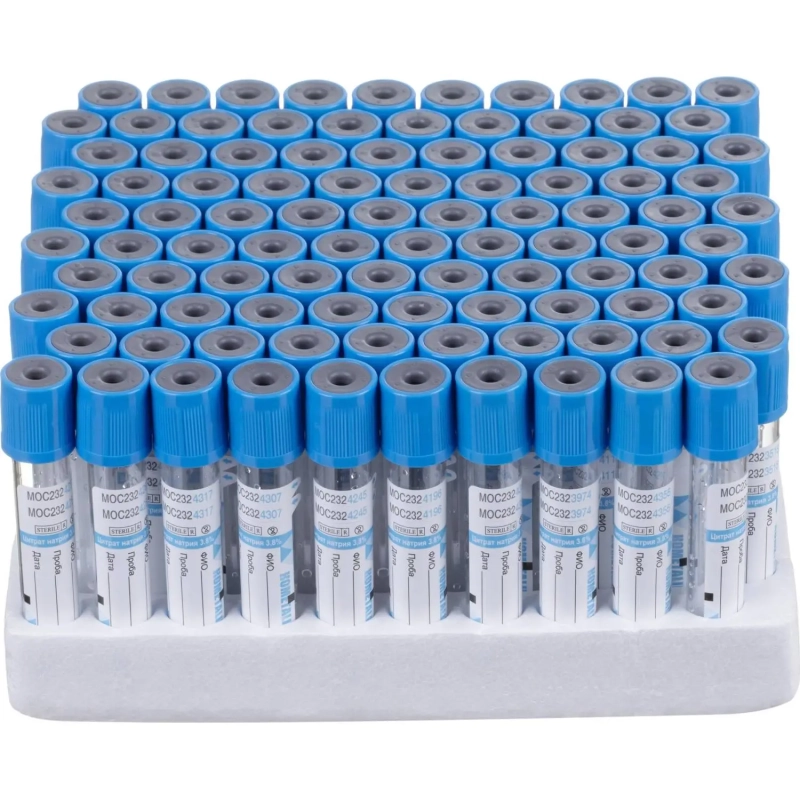 Вакуумные пробирки с Na цитрат 3,8% 1,8мл, 13х75мм, KOMETALINE 100шт/уп