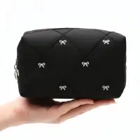 Косметичка с бантиками на молнии, 19&times;8&times;10 см, черная