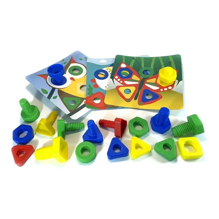 Настольная игра &laquo;Болты и гайки&raquo;, 10 болтов и 10 гаек, 3 карточки с заданиями