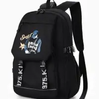 Рюкзак школьный, с рисунком, для мальчика, 1 отделение, 5 карманов, 31&times;14&times;45 см, чёрный