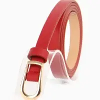 Ремень женский тонкий, 110&times;1.2 см, пряжка металл, золотистая, красный