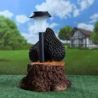 Садовая фигура - фонарь из полистоуна &laquo;Три ежа на пне&raquo;, 27&times;26&times;34 см