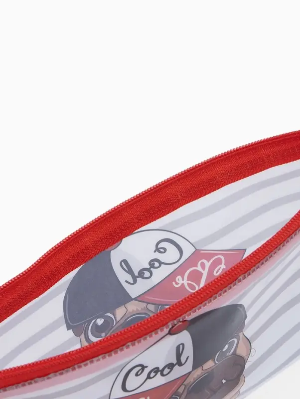 Косметичка-пенал на молнии, средний размер, в полоску, белая