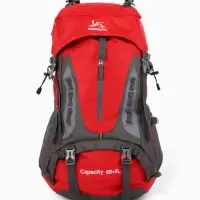 Рюкзак тур 65+5л, 30*20*53, отдел на шнурке, 5нар+2вн кармана, цвет красный