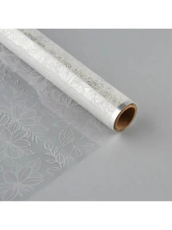 Плёнка для цветов упаковочная глянцевая прозрачная &laquo;Цветы&raquo;, белая, 0.6&times;10 м