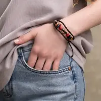 Браслет кожаный &laquo;Стиль. Сердце&raquo;, d=7 см, чёрный, красный