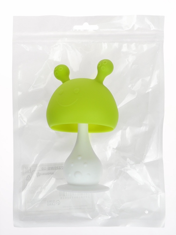 Прорезыватель силиконовый с погремушкой «Грибочек», цвет зеленый, Крошка Я